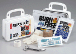 10 unit size burn kit-Small buy efficient assortment of emergency burn car products.  Includes 3 burn dressings, sterile roll bandage and cohesive bandage wraps.  Plastic case with gasket.