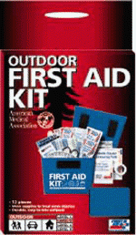 53 piece Outdoor First Aid Kit- Small soft kit with belt loops perfect for outdoor activities, auto, backpack, briefcase with medication, antiseptics, wound care, bandages, sun block and lip balm.