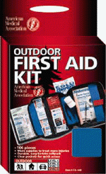 98 piece Outdoor First Aid Kit- Large soft kit perfect for hiking, camping, home, auto, marine. Features medication, antiseptics, bandages, and wound care. Items for injury treatment include a cold compress, butterfly bandages and moleskin for blisters.