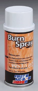 Burn Spray- Relieves pain from minor burns, sunburns, scald and abrasions while providing a disinfecting action.